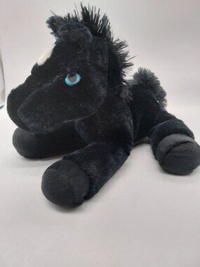 Plush Horse Best Made Toys Black White Fur Blue Eyes Pony 12" Stuffed Animal